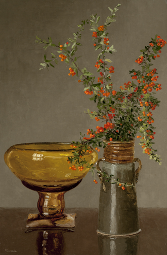 Pyracantha with Art Glass Bowl