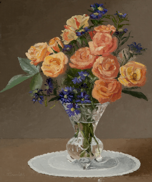 Tea Roses in Crystal Vases
