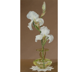 White Iris in Art Glass Vase